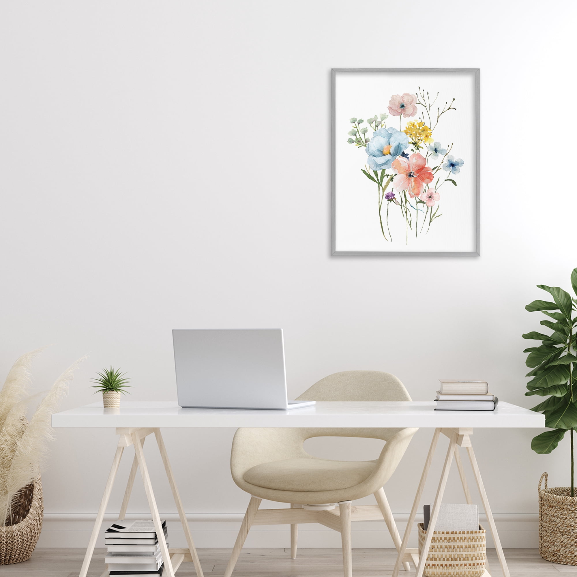 Stupell Industries Spring Meadow Wild Flowers Gray Framed Giclee Art, design by Livi Finn