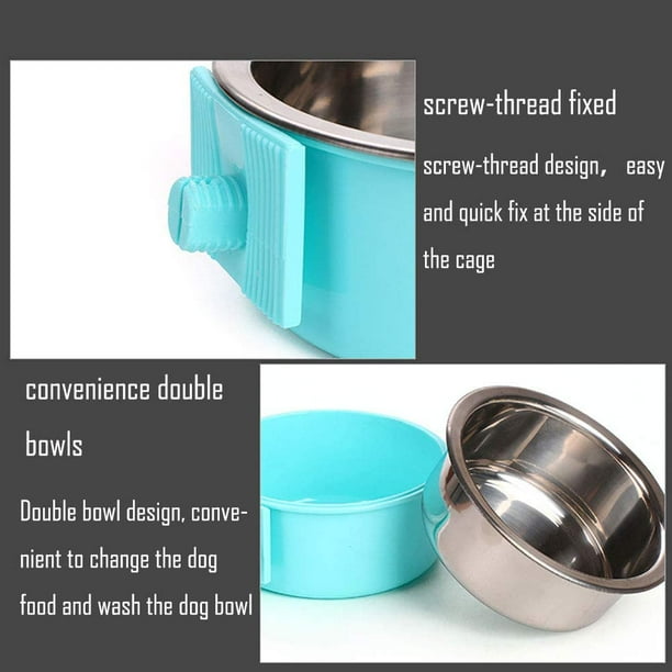 Luck Dawn Cat Crate Bowl Stainless Steel Removable Cage Hanging