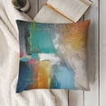 thumbnail image 3 of YINGXI  Throw Pillow Cover Canvas Colors Shading Acrylic Painting Red Orange Blue and Turquoise Contemporary Mix Media Decorative Pillow Case Home Decor Square Pillowcase 22x22in, 3 of 5