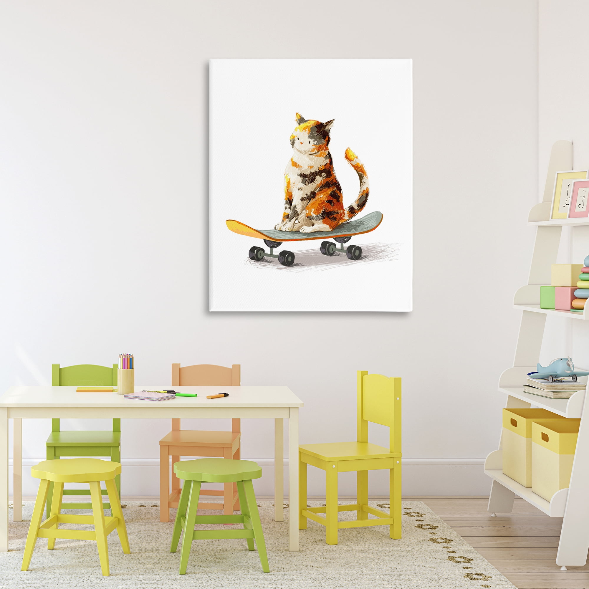 Stupell Industries Calico Cat on a Skateboard Canvas Wall Art, design by Ziwei Li