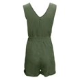 thumbnail image 3 of Baqcunre Women's V-Neck Bow Pocket Casual Wide-Leg Shorts Romper,Color Green,Size S-XXL, 3 of 6
