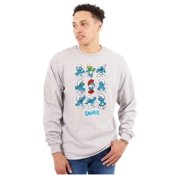 Smurfs Squad Papa Smurfette Cartoon Long Sleeve TShirt Men Women Brisco Brands S