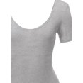 thumbnail image 4 of A2Y Women's Double Scoop Neck Short Sleeve Ribbed Button Closure Bodysuit Heather Grey M, 4 of 6