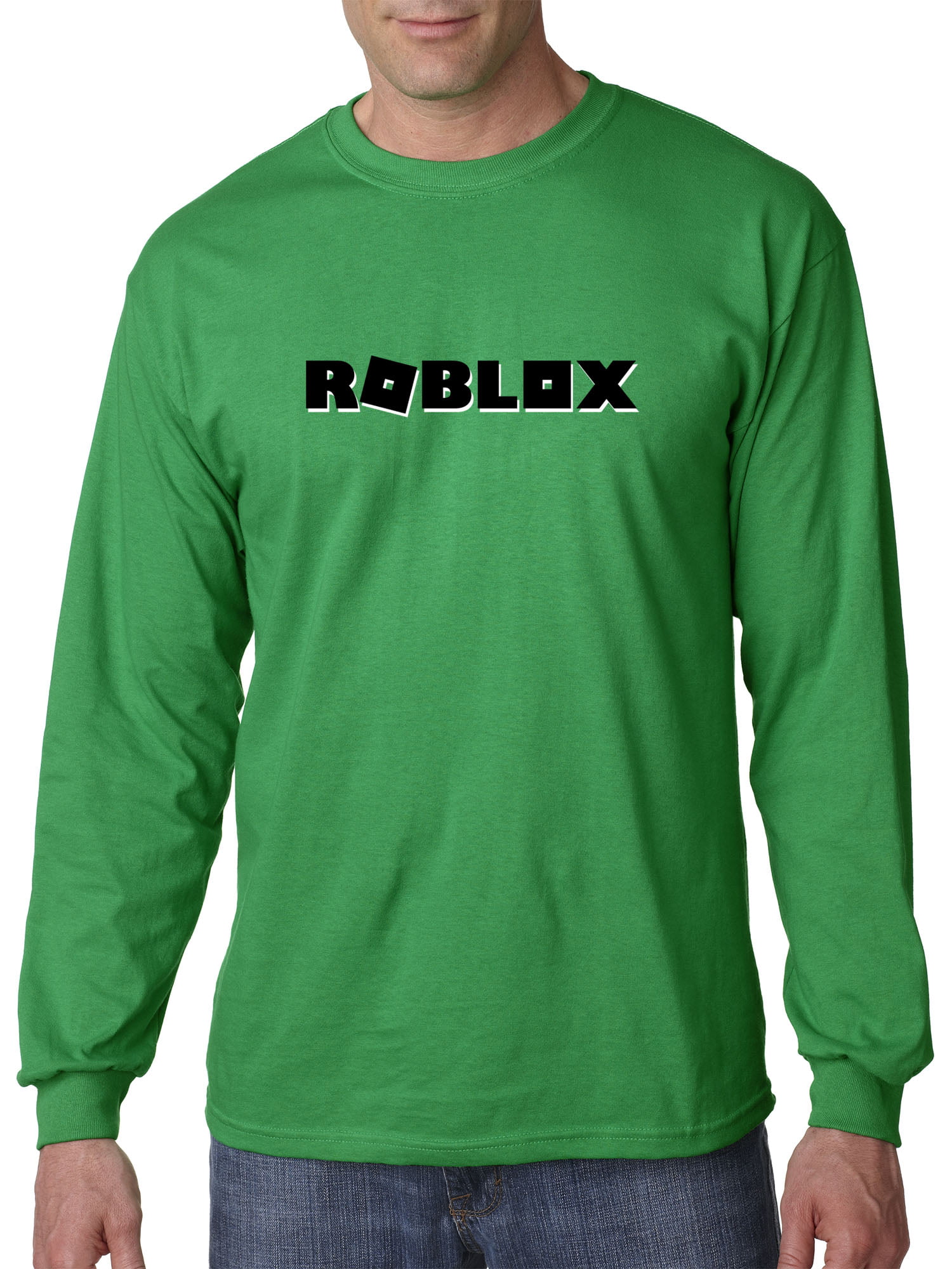 Trendy Usa Trendy Usa 1168 Unisex Long Sleeve T Shirt Roblox Block Logo Game Accent Large Kelly Green Walmart Com - t shirt roblox gucci black