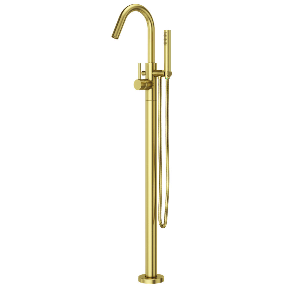 Modern Free Standing Tub Faucet in Brushed Gold