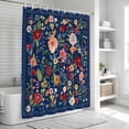 thumbnail image 5 of Navy Blue Flowers Shower Curtain Set - Standard 72" x 72" Washable Bathtub Curtain with 12 Hooks, Spring Vintage Floral Leaves Farmhouse Waterproof Fabric Stall Shower Curtains for Bathroom Décor, 5 of 6