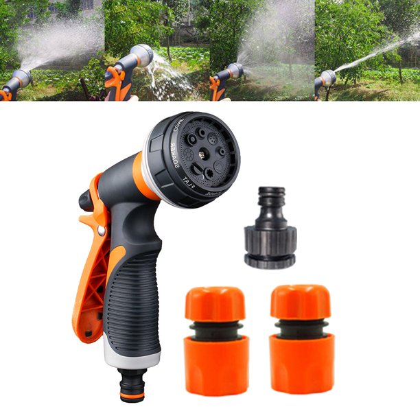 Boquilla de manguera de jardín con 8 patrones de riego ajustables, antideslizante y resistente a los golpes para de coches, limpieza, riego de kits 1 Soledad Boquilla de pulverización