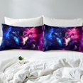 thumbnail image 4 of 3D Wolf Comforter Cover Twin Size Wolf Galaxy Moon Duvet Cover 2 Piece Wolves Wild Animal Bedding Set for Adults Men Tie Dye Oil Painting Starry Design Quilt Cover, Purple Blue and Black, 4 of 5