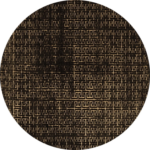 Ahgly Company Indoor Round Abstract Brown Modern Area Rugs, 5' Round