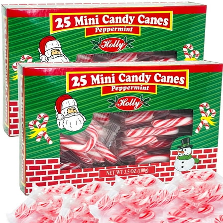 Mini Candy Canes Peppermint – 50 Count (2 x 25 Packs) – Individually Wrapped Red & White Striped – 2-Inch Holiday Candies for Parties, Gifts & Decorations