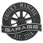 Personalized Whitehall Products 0.34-Inch x 12-Inch Racing Wheel Garage Plaque in Pewter Silver