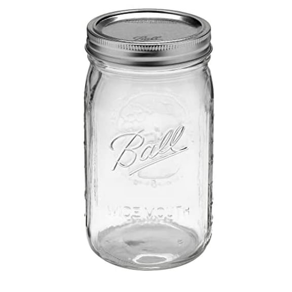 Ball Wide Mouth Clear Glass Canning Quart 32 Oz Mason Jars with Lids, 12 Pack