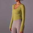 thumbnail image 6 of Sevevn Women's Casual Fashion Solid Color Sports Yoga Quick Drying Long Sleeved Top Yellow L Clearance Sales Online Deals, 6 of 6