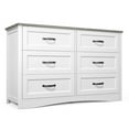 thumbnail image 2 of Aiho Modern 6-Drawer Dresser, Wooden Chest with Cut-Out Handles, Wide Double White Drawers for Bedroom, Living Room, Entryway, 15.7" D x 47.3" W x 31.5" H, 2 of 9