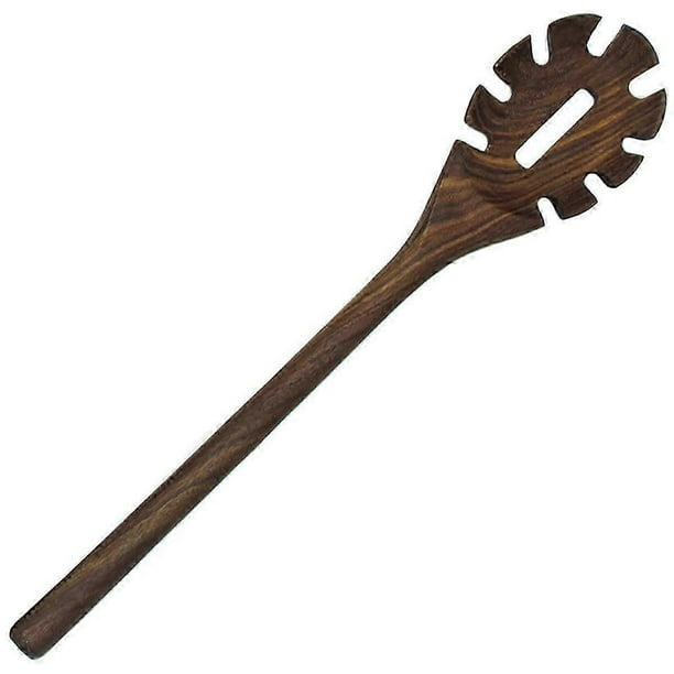 Walnut Wood Spaghetti Pasta Server Long Handle Wooden Pasta Spoon with Teeth Pasta Forks Walnut Woo