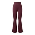 thumbnail image 4 of Aloohaidyvio Women's Cotton Bootcut Yoga Pants High Waisted Comfy Soft Bootleg Workout Flare Pants Wine L, 4 of 5