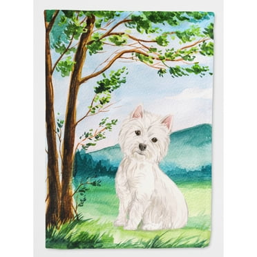 Carolines Treasures CK2000CHF Under the Tree Westie Flag Canvas House Size  Large multicolor