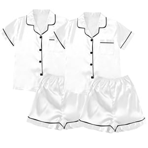 ZJXFGS Vêtements de nuit pour femmes, Pyjamas pour femmes et satins 4 Pièce Pyjamas manches courtes Vêtements de nuit et shorts ensemble Femmes costume de loisirs Vêtements de salon, short pyjama ensemble pour femmes blanc 4XL