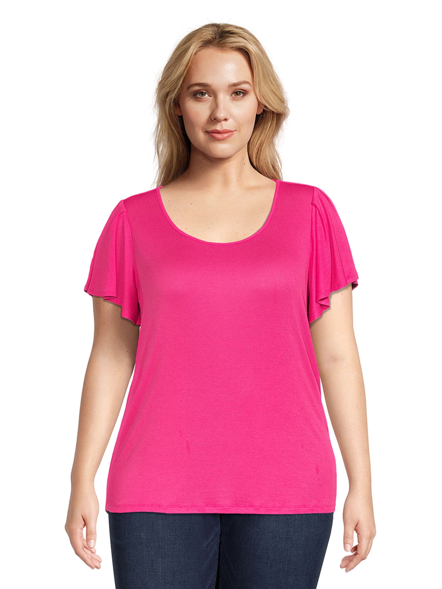Terra & Sky Women's Plus Size Ruffle Sleeve Tee - Walmart.com