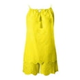 thumbnail image 4 of Trendy Outfits for Women Summer 2 Piece Sets for Women Clothing Set Female V-Neck Sleeveless Tops Pants Sets Casual Pant Style S_384 Women's Tracksuits Yellow S, 4 of 5