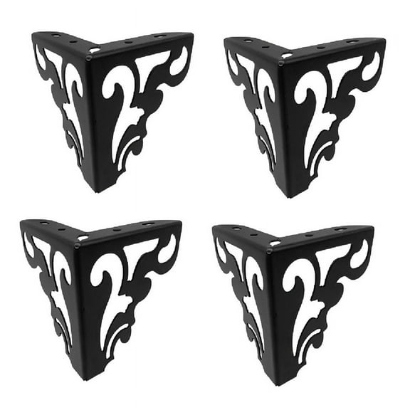 4Pcs/Set Metal Furniture Legs Hollow Feet for Sofa Chair Table Cabinet Bed DIY Accessories Openwork Furniture Feet,Black