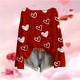 thumbnail image 2 of WTXUE Women's Fall Love Heart Sweaters Business Casual Long Sleeve Pullover Crew Neck Lightweight Sweatshirts Cute Blouse Tops Plus Sized Valentines Sweater Women Work Tee Shirts Wine 3Xl, 2 of 4