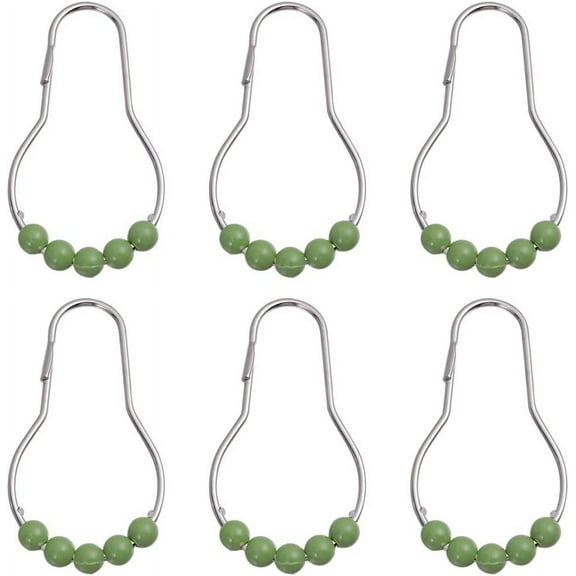 Metal Shower Curtain Hooks 12 Pcs Shower Curtain Rings, Iron Plating Acrylic Curtain Hooks,Rust-Resistant Shower Curtain Hangers for Toilet Home Bathroom M (Green) Curtain Tieback Hooks