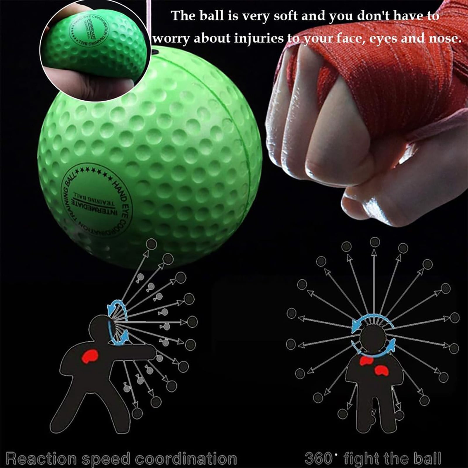 Set - Ensembles de balles réflexes de boxe, avec 2 bandeaux pour enfants et adultes, vitesse de Set - Ensembles de balles réflexes de boxe, avec 2 bandeaux pour enfants et adultes, vitesse de