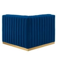 thumbnail image 4 of Modular Sofa Corner Chair, Blue Navy Gold, Velvet, French Living Lounge Cafe Lobby Hospitality Restaurant, Modern Contemporary Boutique HB33790, 4 of 6