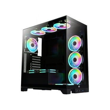 Bgears b-Pellucid ATX Black Middle Tower ATX Tempered Glass Slim Mid Tower Crystal-Clear View with In?nity Tempered Glass Design