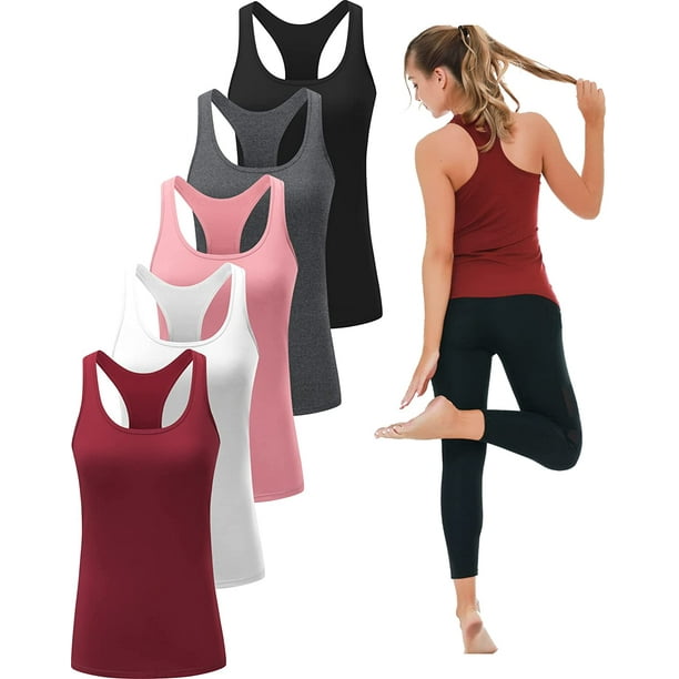 GRM 5 Pack Workout Tank Tops for Women, Athletic Racerback Sports Tank Tops,  Dry Fit Shirts 