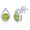 August-Peridot, variant on Pear-Shaped with Round 5mm Birthstone White Topaz Dainty Stud Earrings Sterling Silver Jewelry for Women or Teens (L-9.6mm x W-6.1mm)
