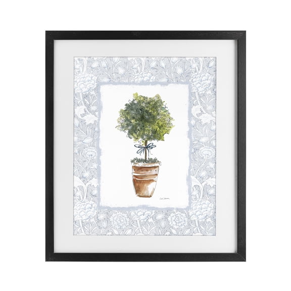 Stupell Industries Traditional Potted Topiary in Terracotta Black Framed Print Under Glass, 13 x 16, by Carol Robinson
