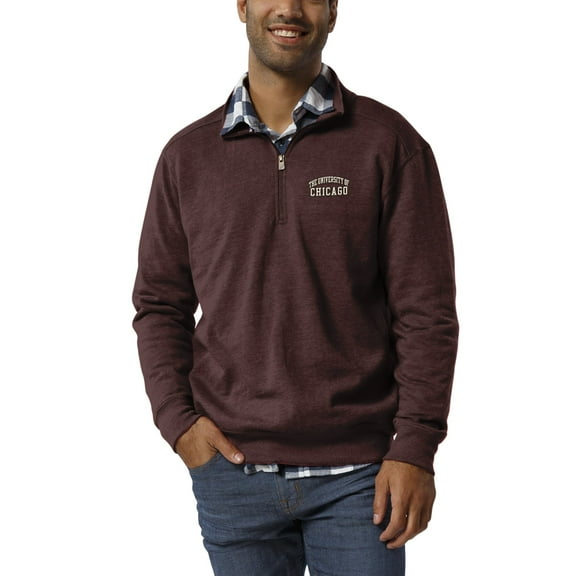 Men's League Collegiate Wear Heathered Maroon Chicago Maroons Heritage Quarter-Zip Pullover Jacket