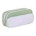 thumbnail image 2 of Veeogra Green & White Double Layer Pencil Pouch,Zipper Pencil Pouch,Aesthetic Stylish Case,Stationery Storage Bag,Pen Organizer Case,Utility Tool Pouch,Stationery Supplies Holder,Adult Office Storage, 2 of 9