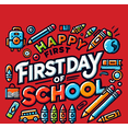 thumbnail image 2 of Happy First Day of School Adult Red Crew Neck Short Sleeve Tee-XL, 2 of 4