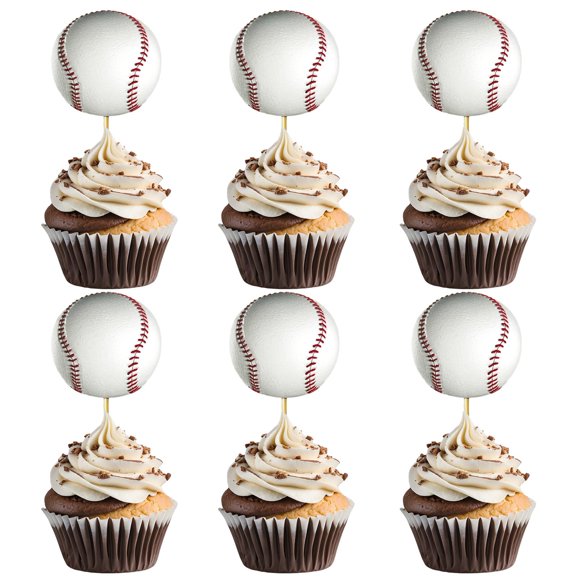 Topper para cupcakes IPAIDUI de béisbol, 24 piezas