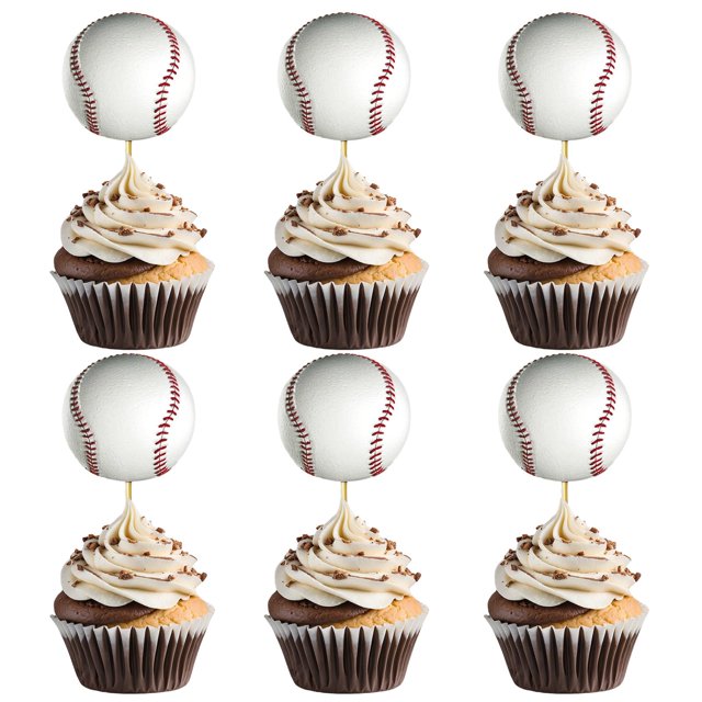 Topper para cupcakes IPAIDUI de béisbol, 24 piezas
