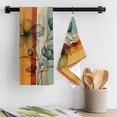 thumbnail image 3 of Floral Orange Kitchen Towel Dish Cloths Set of 3, Microfiber Soft Kitchen Hand Towels, Multicolor Striped Decadent Botanical Flower Absorbent Quick Drying Dishcloths 18 x 28 Inches, 3 of 8