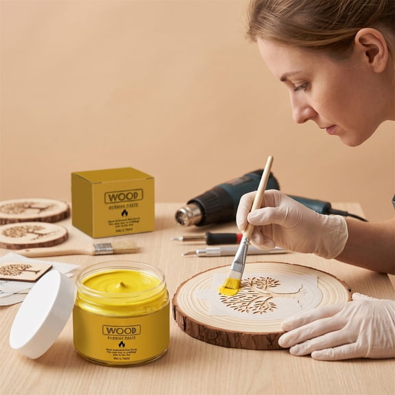 Wood Burning Paste, 50 g Pyrography Cream for Creating Heat-Activated Designs on Wood, For Stencils, Signs, Ornaments, DIY Crafts and Personalized Gifts