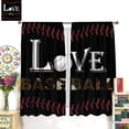 thumbnail image 3 of Baseball Curtains, Retro Black White Ball Sports Games Print Window Treatments, Rod Pocket Thermal Insulated Drapes 2 Panel Sets for Boys Girls Bedroom Living Room, 55" W X 39" L, 3 of 8