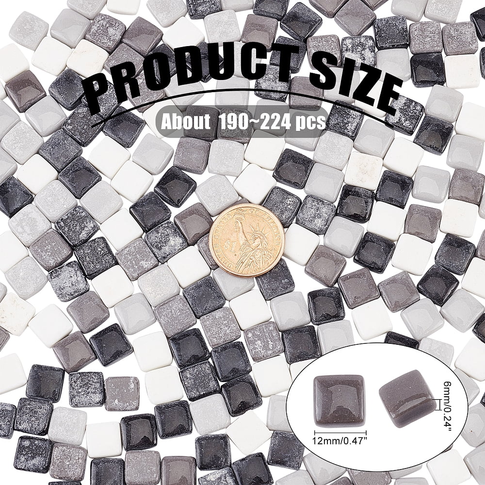 Glass Cabochons Mosaic Tiles for Home Decoration or DIY Crafts Square Mixed Color 12x12x6mm 190~224pcs/box for DIY