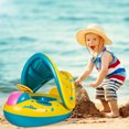 thumbnail image 2 of Muyoka Flotador de natación para bebés Flotador de piscina inflable para niños pequeños con dosel y soporte inferior para nadar más seguros Sombrilla Flotador submarino con volante para la edad de 16 Muyoka Hogar, 2 of 7