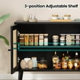 thumbnail image 5 of Side Buffet Cabinet with Rattan , Kitchen Sideboard Coffee Bar Storage Console Table, Black, 47.2 inch, 5 of 8