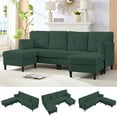 thumbnail image 2 of ijuicy Convertible U/L Shaped Sofa with Chaises, 6 Seater Couch for Living Room, Green, 2 of 11