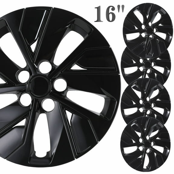 16" Set Of 4 Hubcaps Wheel Rims Cover For 2019-2025 Nissan Altima Compatible With Steel Wheels Snap On Installation PP Material(16-Inch, Black Lacquer)