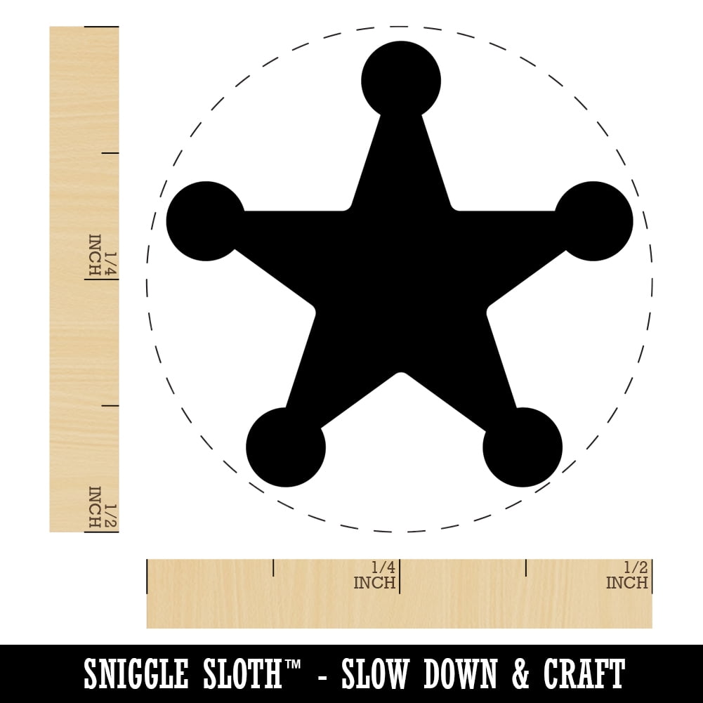Cowboy Sheriff Badge Star Self-Inking Rubber Stamp Ink Stamper - Blue Ink - Mini 1/2 Inch