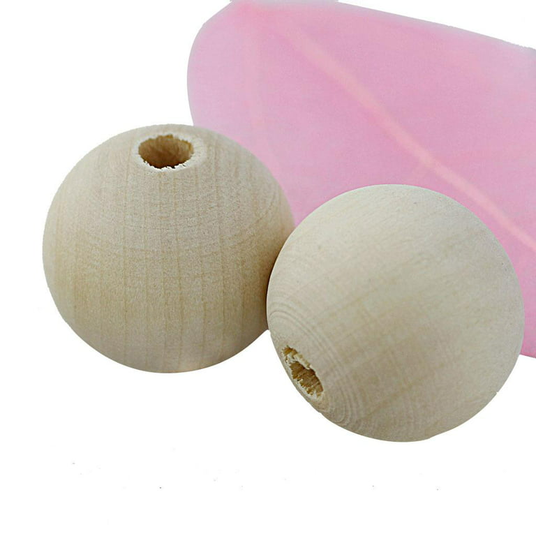 100 Set Wood Beads for Jewelry Making Large Hole Wooden Beads for Bracelets Necklace Wall Hanging Prayer Beads Garland, Women's, Size: 20 mm, Beige
