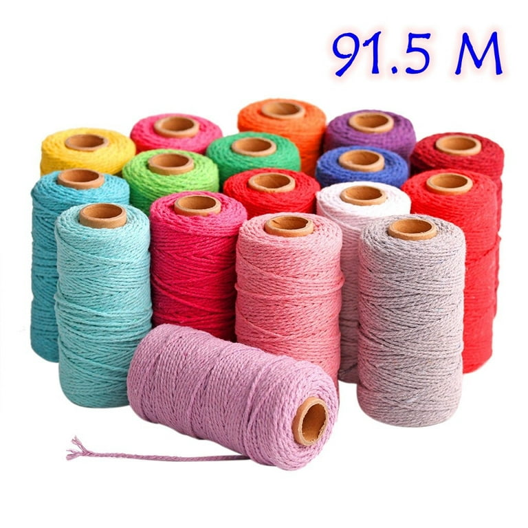 OAVQHLG3B Macrame Cord Natural Cotton Rope,2mm x 100yards Colored Macrame  Rope,Colored Cotton Craft Cord Macrame Rope for DIY Crafts Knitting Plant