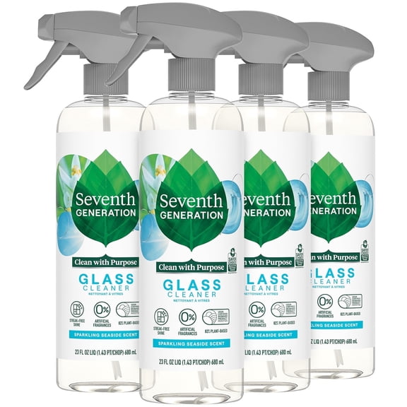 Seventh Generation Glass Cleaner 4-Pack, Sparkling Sea, 23 Oz Ea